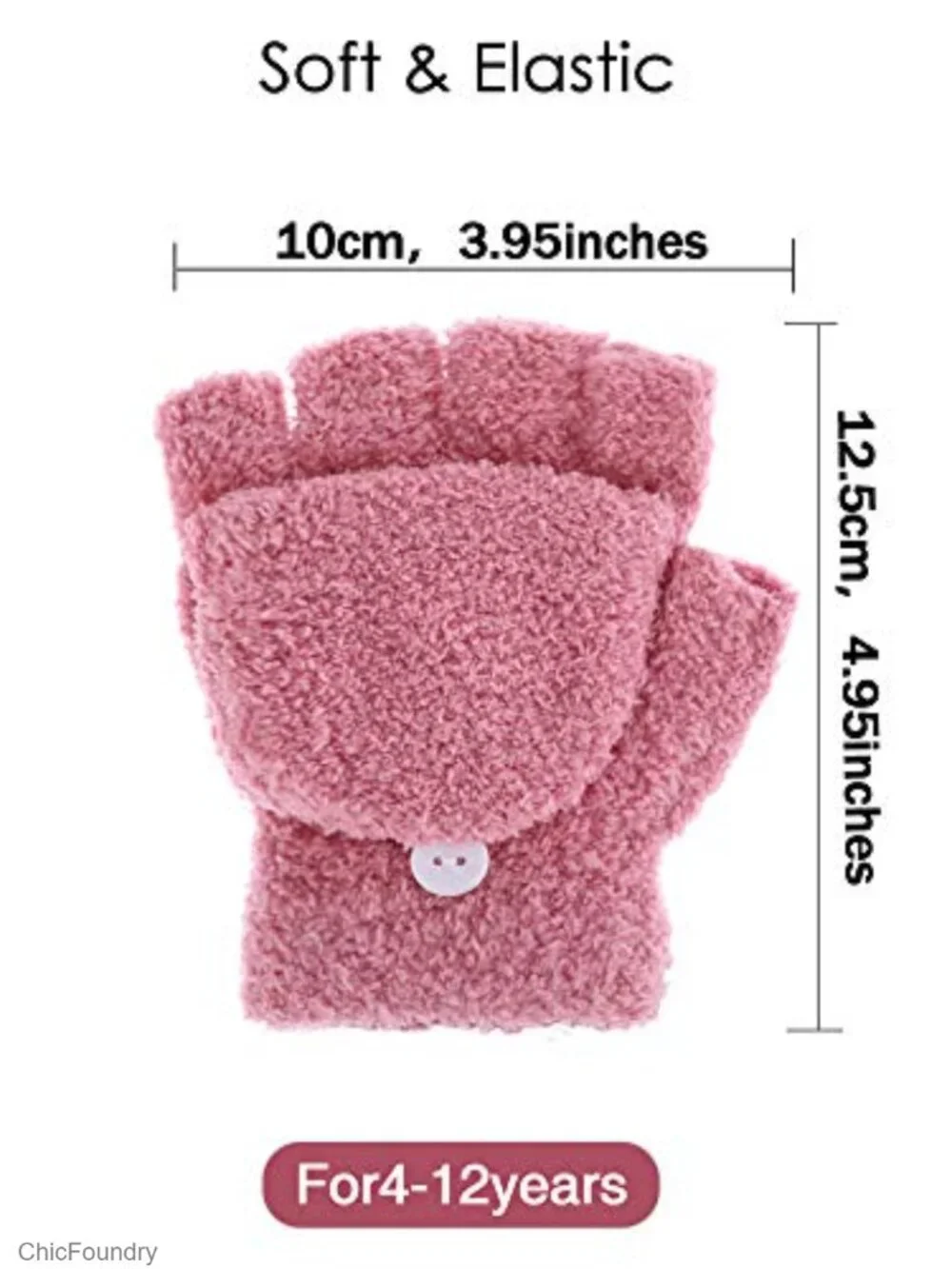 3 Pairs Kids Warm Knitted Winter Gloves Full Fingers for Boys Girls 4-12